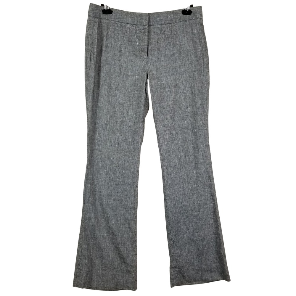 Elie Tahari Trousers Womens 8 Grey Linen Blend Straight‎ Leg Professional Pants